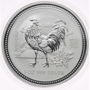 Australia, 1 dolar 2005, Lunar I, Rok Koguta, 1oz, srebro 999