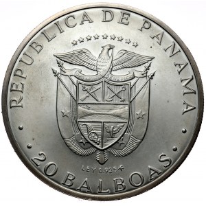 Panama, 20 balboas 1971, S. Bolivar, Ag 925