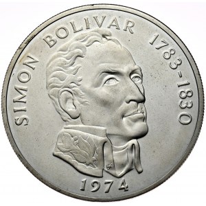 Panama, 20 balboas 1974, S. Bolivar, Ag 925