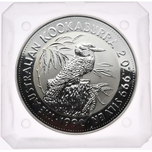 Australia, 2 dolary, kookaburra, 1992 r., 2 oz, srebro 999, pryzmat