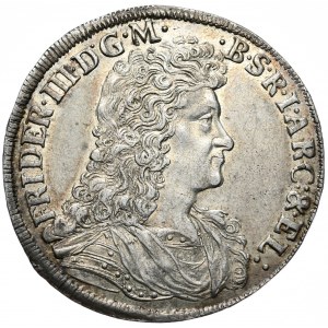 Prusy (księstwo), Fryderyk III, 2/3 talara (gulden) 1694/3 W-H, Emmerich nad Renem, data przebita z rocznika 1693