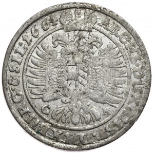 Sliezsko, Leopold I, 15 krajcars 1664 GH, Wrocław