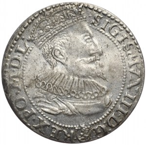Sigismund III. Vasa, Sixpence 1596, Malbork, kleiner Kopf, GRCS statt GROS auf der Rückseite