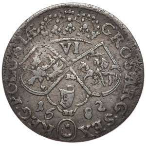 Jan III Sobieski, szóstak 1682, Kraków, popiersie w koronie