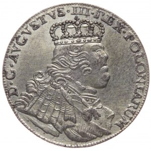 August III, koruna ort 1754, Lipsko, buldočí portrét