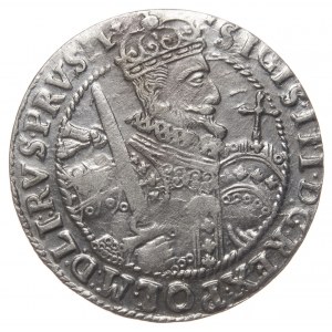 Zygmunt III Waza, ort 1622, Bydgoszcz, gwiazdki u podstawy korony