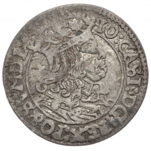 Ján II Kazimír, šesťpence 1666 AT, Krakov, rozeta končí averznou legendou