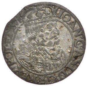 Johannes II. Kasimir, Sixpence 1661 GBA, Lemberg, Zierschild mit Wappen