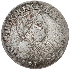 Jan III Sobieski, šestipence 1684, Bydgoszcz, nepopsatelná interpunkce SPP chyba na SVP