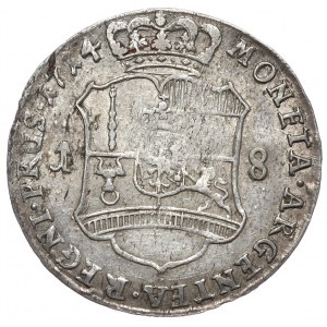 Prusko, Fridrich Viliam I., ort (18 grosze) 1714 CG, Königsberg