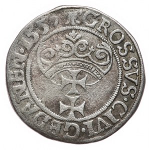 Sigismund II Augustus, 1557 penny, Gdansk, R4