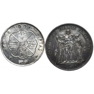 France, 10 francs 1970, Spain, 100 ptas 1966 - set of 2 pcs.