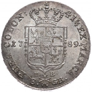 Stanislaw August Poniatowski, two-zloty coin 1789 EB, Warsaw, ILLUSTRATED