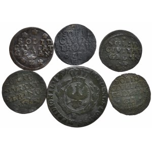 August III of Saxony, Shells, Gdansk, Torun, Elblag, South Prussia penny - a total of 6 pieces.