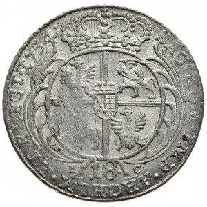 August III, ort koronny 1754, Lipsk, szerokie popiersie