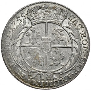 August III., Krone orth 1755, Leipzig, breite Büste