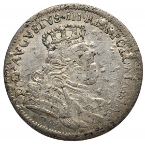 August III, šestipence 1754, Lipsko, cibulovitá busta