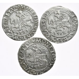 Sigismund II Augustus, 3 x half-penny 1561, 1562 L, 1562 LI Vilnius