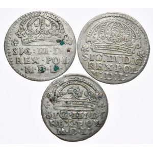 Sigismund III Vasa, pennies 1608, 1609, 1610 Krakow - 3 pieces
