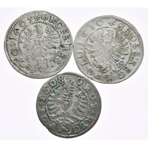 Sigismund III Vasa, Pfennige 1608, 1609, 1610 Krakau - 3 Stück