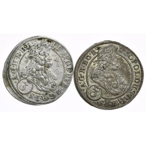 Silesia, Leopold I, 3 krajcars 1696 CB 2 pieces, Brzeg