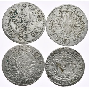 Sigismund III. Vasa, Pfennige 1609, 1.6.11., 1.6.12 Krakau, 1626 Gdańsk - insgesamt 4 Stück.