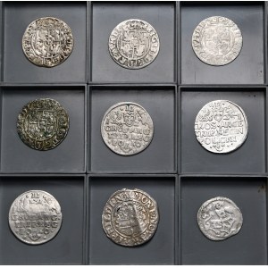 Set of 9 pieces, including 3 Cracow trojaki of Sigismund III