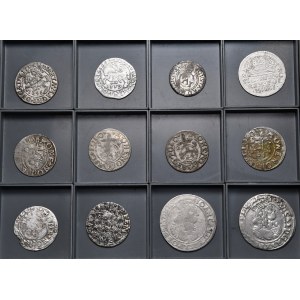 Set of 12 pieces - halfpence of Sigismund Augustus (including 1546), halfpence of Sigismund III, sixpence of John Casimir