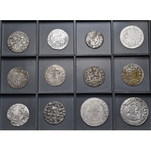 Sada 12 kusů - půlpence Zikmunda Augusta (včetně roku 1546), půlpence Zikmunda III., šestipence Jana Kazimíra