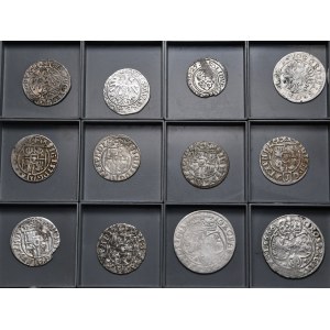 Set of 12 pieces - halfpence of Sigismund Augustus (including 1546), halfpence of Sigismund III, sixpence of John Casimir
