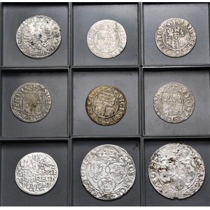 Set of 9 pieces - from a penny 1604 Krakow to a sixpence 1661 TT, Bydgoszcz