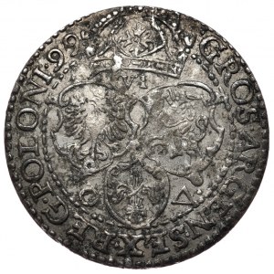 Žigmund III Vaza, šesťpence 1599, Malbork, malá hlava