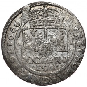Jan Kazimierz, tymf 1666, Bydgoszcz, široká koruna na averzu