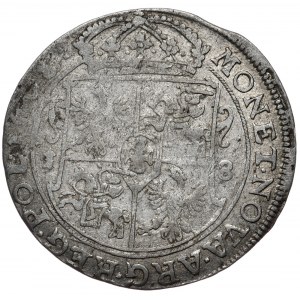 Jan Kazimierz, ort 1668, Bydgoszcz, interpunkcia v podobe krížikov, ale bodka za IOAN, hybrid
