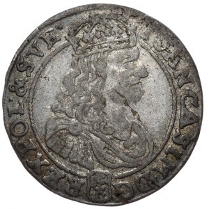 Jan II Kazimír, šestipence 1667 TLB, Bydgoszcz, rozety po stranách koruny na reversu