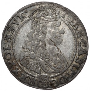 Johannes II. Kasimir, Sixpence 1667 TLB, Bydgoszcz, Rosetten an den Seiten der Krone auf der Rückseite