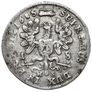Prusy (księstwo), Fryderyk Wilhelm, ort 1685 HS, Królewiec, P.ELEC., szóstak 1686 BA, Królewiec - razem 2 sztuki