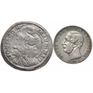 Nemecko, Brandenburg-Ansbach - Jan Frederick 1/6 thaler 1678, Hannover, George V, 1/6 thaler 1863 - spolu 2 kusy.