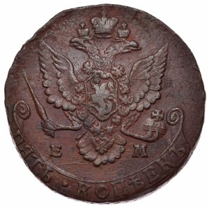 Rosja, Katarzyna II, 5 kopiejek 1780 EM, Jekaterinburg