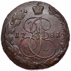 Rosja, Katarzyna II, 5 kopiejek 1781 EM, Jekaterinburg