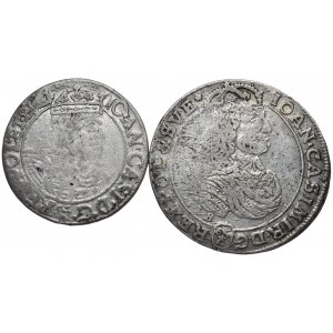 Satz ort 1668 TLB Bydgoszcz Rosette endet Legende auf Avers und Sixpence 1661 GBA, Lvov