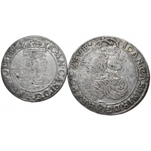 Set ort 1668 TLB Bydgoszcz rosette ends legend on obverse and sixpence 1661 GBA, Lviv