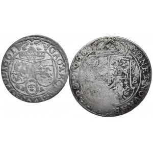 Set ort 1668 TLB Bydgoszcz rosette ends legend on obverse and sixpence 1661 GBA, Lviv