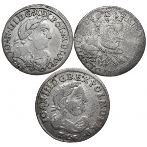 Set of 3 sixpences 1681 Bydgoszcz, 1682 Kraków (crown bust), 1684 Bydgoszcz