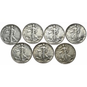 USA, set of 7 half dollars 1936-1946
