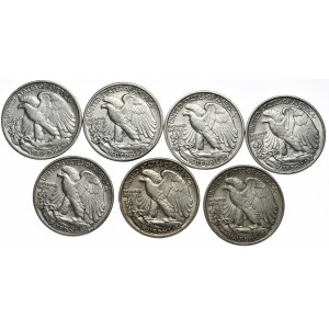 USA, set of 7 half dollars 1936-1946