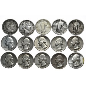 USA, set of 15 quarters 1903-1976