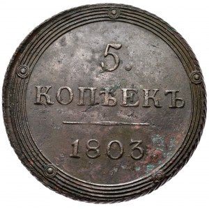 Russland, Alexander I., 5 Kopeken 1803 KM, Suzun, selten