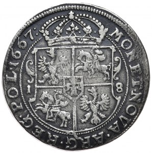 Jan Kazimierz, ort 1667, Bydgoszcz, CASIM/POLON, interpunkcja w formie kropek, kropki w koronie