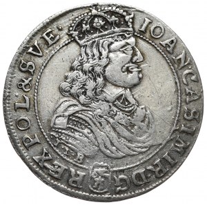 Ján Kazimír, ort 1668, Bydgoszcz, interpunkcia v podobe bodiek, bez krížikov/bodiek v korune